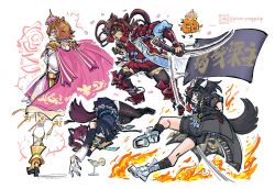  4girls animal_ears animalization antenna_hair armor bird black_coat black_gloves black_hair black_jacket black_pantyhose black_shorts black_thighhighs blue_eyes blue_necktie blue_shirt boots breasts brown_hair cape coat cocktail_glass crown cup detached_sleeves drinking_glass ear_covers eyepatch fishnet_pantyhose fishnets food fruit gloves gold_boots gold_corset hair_between_eyes hair_ornament hair_over_one_eye headband highres holding holding_sword holding_weapon horse_ears horse_girl horse_tail jacket japanese_armor jewelry katsuragi_ace_(dragon_rising_to_the_top)_(umamusume) katsuragi_ace_(umamusume) lemon lemon_slice long_hair long_sleeves looking_at_viewer lying martini mini_crown multicolored_gloves multicolored_hair multiple_girls necktie no_reason_(speedy_red_armor)_(umamusume) no_reason_(umamusume) on_side open_mouth orange_hair pantyhose pikminpreggedup pink_cape pink_crown ponytail red_headband shirt short_hair shorts shoulder_armor skirt sleeveless sleeveless_jacket smile streaked_hair sword t.m._opera_o_(o_sole_suo!)_(umamusume) t.m._opera_o_(umamusume) tail tanino_gimlet_(embodiment_of_keravnos)_(umamusume) tanino_gimlet_(umamusume) tassel tassel_hair_ornament teeth thigh-highs two-tone_gloves two-tone_skirt umamusume violet_eyes weapon white_gloves white_hair white_shirt white_thighhighs yellow_eyes yellow_shirt 