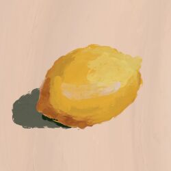  commentary efne english_commentary food food_focus fruit highres lemon no_humans original painting_(medium) shadow simple_background still_life traditional_media white_background 