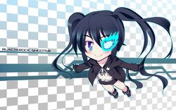  black_hair black_rock_shooter black_rock_shooter_(character) kuroi_mato natsumiya_yuzu smile solo 