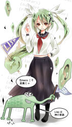  >:) 1boy 1girl alien black_pantyhose black_sailor_collar black_skirt borrowed_character bow breasts chomado code commentary_request conrad_barski copyright_request derivative_work emacs extra_eyes flag floating_clothes full_body green_hair grin hair_between_eyes hair_bow hair_ornament hand_on_own_hip hand_up holding holding_flag humanization lambda_symbol lisp_(programming_language) lisp_alien long_hair long_skirt long_sleeves looking_at_viewer neckerchief orange_eyes pantyhose parted_lips pennant pleated_skirt prehensile_hair programming_(topic) red_neckerchief reference_inset sailor_collar school_uniform serafuku shirt skirt small_breasts smile speech_bubble standing translation_request twintails v-shaped_eyebrows very_long_hair white_background white_bow white_shirt 