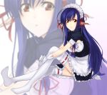  bad_id blue_hair blush gloves long_hair navel nerine open_mouth pointy_ears red_eyes shuffle! solo thighhighs white_gloves white_legwear white_thighhighs zoom_layer 