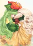  closed_eyes costume dark_skin eyes_closed flower green_hair hair_flower hair_ornament lilligant long_hair multicolored_hair multiple_girls personification pokemon pokemon_(game) pokemon_black_and_white pokemon_bw sanmi_tenten whimsicott white_hair 