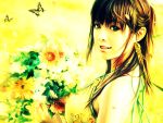  brown_hair eat flower flowers necklace photoshop realistic 