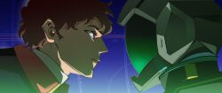  2boys aeug amuro_ray bey0ndt2 black_bodysuit blue_eyes bodysuit brown_hair char's_counterattack cockpit earth_federation earth_federation_space_forces gundam gundam:_hathaway's_flash hathaway_noa helmet highres looking_at_another male_focus mecha_pilot_suit multiple_boys ptsd spacesuit spiky_hair 