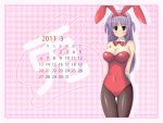  bunnygirl calendar cleavage hatsukoi_sacrament purple_eyes purple_hair violet_eyes 