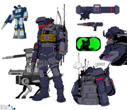  animal animal_on_shoulder backpack bag black_cat cat cat_on_shoulder decepticon drone futuristic_weapon highres holding holding_animal holding_cat holding_weapon humanization kkoribyeol_tf knee_pads mask military military_uniform pouch ravage_(transformers) red-framed_eyewear soundwave_(transformers) thigh_pouch transformers transformers:_generation_1 weapon weapon_on_back 