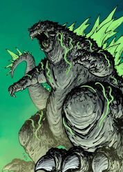  giant giant_monster godzilla godzilla_(kai-sei) godzilla_(series) godzilla_kai-sei highres jaw kaiju monster no_humans open_mouth orange_eyes parker-hale_idw scales sharp_teeth spines tail teeth tongue very_long_tail zetroczilla 