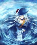  blue_hair choker closed_eyes frills hat highres hime_cut long_hair suzushiro_kurumi umineko_no_naku_koro_ni virgilia water 
