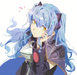  animal_ear_hairband animal_ears ao_no_kiseki black_hairband blue_hair cat_ear_hairband cat_ears cat_hair_ornament commentary eiyuu_densetsu fake_animal_ears ffuald1013 hair_ornament hairband hajimari_no_kiseki highres long_hair looking_at_viewer open_mouth tio_plato untranslatable_commentary white_background yellow_eyes zero_no_kiseki 