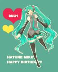  detached_sleeves hatsune_miku open_mouth solo thigh-highs twintails vocaloid wink 