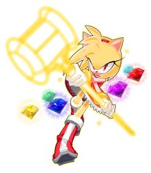  1girl amy_rose animal_nose bad_id bad_twitter_id blue_gem boots chaos_emerald clenched_teeth commentary dress energy_hammer english_commentary full_body furry furry_female gem gloves green_gem grin hairband hammer hedgehog_girl highres holding holding_hammer inactive_account looking_at_viewer purple_gem red_boots red_dress red_eyes red_gem red_hairband simple_background sleeveless sleeveless_dress smile sol_(tteum93) solo sonic_(series) super_amy_rose teeth toy_hammer white_background white_gloves yellow_fur yellow_gem 
