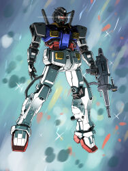  beam_rifle energy_gun gundam gundam_gquuuuuux gundam_thunderbolt highres in-franchise_crossover in-universe_location mecha mecha_focus mobile_suit no_humans perfect_gundam_(thunderbolt) robot sakura_mizuki_(artist) space teleportation weapon yellow_eyes 