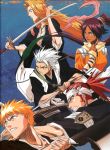  abarai_renji binding_discoloration bleach hitsugaya_toushirou kurosaki_ichigo matsumoto_rangiku scanning_artifacts shihouin_yoruichi sword 