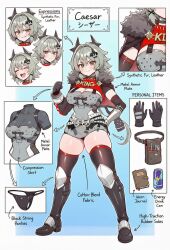 1girl caesar_king_(zenless_zone_zero) character_sheet long_hair mechanical_arm prosthesis prosthetic_arm serious smile underwear zenless_zone_zero