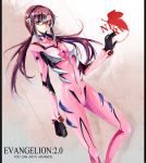  bodysuit brown_hair evangelion:_2.0_you_can_(not)_advance glasses highres long_hair makinami_mari_illustrious glasses nako_(nonrain) neon_genesis_evangelion nerv nonrain plugsuit rebuild_of_evangelion smile solo twintails 