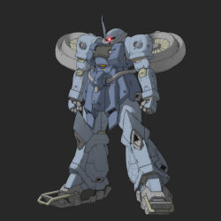  black_background cable clenched_hands commentary english_commentary glowing glowing_eye gouf gouf_flight_type gundam gundam_thunderbolt highres ke_yukikaze mecha mecha_focus mobile_suit no_humans one-eyed original propeller radio_antenna red_eyes redesign robot science_fiction solo unfinished zeon 