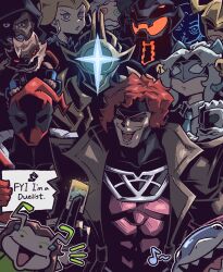  absurdres adam_warlock alien animal_ears antennae aqua_suit avengers_(series) black_hair black_sclera blush card chibi cloak_(marvel) closed_mouth coat colored_sclera dagger_(marvel) deadpool deadpool_(series) fantastic_four gambit glowing_card green_eyes guardians_of_the_galaxy hebinalmeog heterochromia highres holding holding_card hood horns jeff_the_land_shark loki_(marvel) long_hair looking_at_viewer luna_snow mantis_(marvel) marvel marvel_rivals mask meme multicolored_hair multiple_girls open_mouth playing_card pointy_ears raccoon raccoon_boy raccoon_ears raccoon_tail robot rocket_raccoon shark short_hair smile split-color_hair sue_storm suit superhero_costume tail thor_(marvel)_(series) tiger_division trench_coat ultron viltrumite_group_shot_(meme) white_fox_(marvel) x-men yu-gi-oh! 