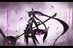  black_hair black_sclera chain fox_ears long_hair original purple_eyes shirogane_usagi solo tail twintails weapon 