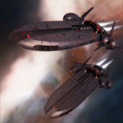  3d advanced_ship_(eve_online) angel_cartel_(eve_online) autodesk_3ds_max_(medium) battlecruiser_(eve_online) brown_theme cannon clouds commentary concept_art energy_cannon english_commentary eve_online flying glowing highres lens_flare military_vehicle minmatar_republic_(eve_online) original outdoors photoshop_(medium) pirate_faction_(eve_online) realistic science_fiction space spacecraft spacecraft_turret tech_2_ship_(eve_online) vehicle_focus 