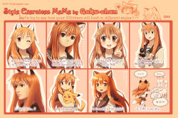  1girl animal_ears blush brown_eyes brown_sailor_collar cameo chasing chibi commentary dav-19 english_commentary english_text fox_ears fox_girl fox_tail hand_up long_hair looking_at_viewer mike_inel_(style) multiple_drawing_challenge multiple_style_parody murata_range_(style) one_eye_closed open_mouth orange_hair original parody patricia_(dav-19) people pikachu pokemon pokemon_(creature) realistic sailor_collar school_uniform serafuku studio_ghibli_(style) style_parody susuwatari tail tonari_no_totoro v 