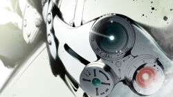  assault_visor camera close-up commentary_request dust highres j32ka67p light_trail mecha mecha_focus no_humans robot scopedog soukou_kihei_votoms 