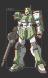 alternate_universe character_name commentary_request fusion glowing glowing_eyes gun gundam gunzakum highres ke_yukikaze machine_gun mecha mecha_focus mobile_suit mobile_suit_gundam no_humans original red_eyes robot rx-78-2_gundam science_fiction scope shoulder_spikes spikes weapon zaku_ii 