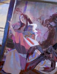  1girl black_hair blood blood_on_weapon dahnu highres japanese_clothes jujutsu_kaisen long_hair weapon yorozu_(jujutsu_kaisen) 