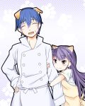  apron arm_hug blush cat_ears dog_ears highres long_hair purple_eyes purple_hair sch smile souma_hiroomi tail tsurime violet_eyes waitress working!! yamada_aoi 