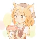  cake cat_ears face flat_chest food food_in_mouth mouth_hold orange_hair original shirotaka_(shirotaka) solo 