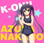  black_hair brown_eyes highres k-on! long_hair nakano_azusa oshou school_swimsuit swimsuit twintails 