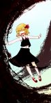  blonde_hair closed_eyes darkness eyes_closed hair_ribbon highres mary_janes open_mouth outstretched_arms pigeon-toed pigeon_toed ribbon rumia shoes short_hair solo spread_arms the_embodiment_of_scarlet_devil touhou yosaku_(roach) youkai 