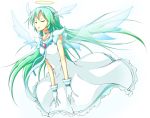  closed_eyes dress eyes_closed gloves green_hair halo hatsune_miku head_wings jewelry karamone-ze karamoneeze long_hair necklace necktie project_diva project_diva_2nd simple_background solo vocaloid wings 