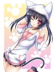 blush cat_ears hoodie mikan_(5555) original solo tail tongue twintails wink 