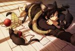  animal animal_ears artist_request black_eyes black_hair cat cat_ears catboy character_request durarara!! lying source_request tail yarn 