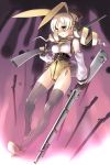  adapted_costume animal_ears blonde_hair bunny_ears bunnysuit detached_sleeves drill_hair gun hairband katahira_masashi long_hair mahou_shoujo_madoka_magica rifle smile solo thigh-highs thighhighs tomoe_mami trigger_discipline twintails weapon yellow_eyes 