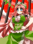  atyuto bad_id blue_eyes blush bow braid breasts chinese_clothes drooling gate hair_bow hands_on_hips hong_meiling large_breasts long_hair nose_bubble red_hair redhead sleeping sleeping_upright solo star touhou twin_braids very_long_hair z 