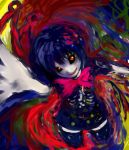  bad_id black_sclera c.n.c. creepy houjuu_nue pale_skin red_eyes ribs sharp_teeth short_hair smirk solo touhou traditional_media 