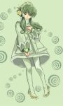  dress green green_background green_eyes green_hair green_legwear hair_tubes hairband ion male pantyhose payot shoes shuu_(shu-nm) smile solo tales_of_(series) tales_of_the_abyss 