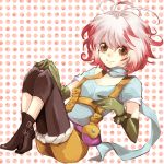  brown_eyes gloves multicolored_hair pants pascal red_hair redhead scarf shoes short_hair shorts shuu_(shu-nm) sitting smile solo tales_of_(series) tales_of_graces white_hair 
