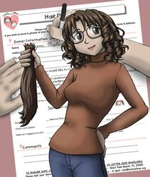  alternate_hairstyle azumanga_daioh azumanga_daiou brown_hair curly_hair drill_hair glasses long_hair glasses mizuhara_koyomi sweater 