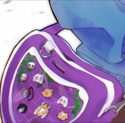  1other 2025 2d alphys ambiguous_gender anniversary asgore_dreemurr asriel_dreemurr bag blue_sweater brown_shorts child chromatic_aberration close-up copyright_name cropped digital_media double_horizontal_stripe english_text fairyctrl flowey_(undertale) frisk_(undertale) happy_anniversary horizontal-striped_clothes human long_sleeves mettaton mettaton_ex object_focus out_of_frame papyrus_(undertale) pink_stripes sans_(undertale) shorts shoulder_bag simple_background solo striped_clothes striped_sweater sweater text toriel two-tone_sweater undertale undyne utdr_(toby_fox) white_background 