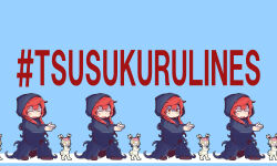  1girl black_cloak blue_background blush_stickers cloak closed_eyes closed_mouth commentary_request doll full_body hands_up hashtag highres hood hooded_cloak looking_at_viewer multiple_views north_be open_mouth parody_request red_hair sekaiju_no_meikyuu sekaiju_no_meikyuu_1 shaded_face sidelocks simple_background smile standing tusukur_(sekaiju) v-shaped_eyebrows 