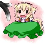  animal_ears blonde_hair cat_ears cat_tail chen chibi extra_ears hat hoshizuki_(seigetsu) kemonomimi_mode mizuhashi_parsee multiple_tails open_mouth puru-see scarf solo tail touhou trembling 