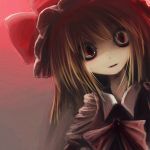  blonde_hair bow caoth crazy_eyes creepy fangs flandre_scarlet hat open_mouth red_eyes short_hair smile solo the_embodiment_of_scarlet_devil touhou 