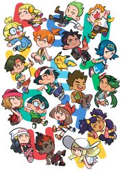  6+boys 6+girls absurdres ahoge anjohink aqua_eyes aqua_shorts arms_behind_back arms_up ash_ketchum backpack bag bandana baseball_cap beanie black_eyes black_hair black_pants black_sandals black_shirt black_shoes black_socks black_vest blonde_hair blue_eyes blue_jumpsuit blue_pants blue_sandals blue_shoes blue_shorts blue_vest bonnie_(pokemon) boots bow bowtie braid brock_(pokemon) brother_and_sister brown_bag brown_eyes brown_hair brown_pants brown_shirt brown_shoes brown_shorts cellphone cilan_(pokemon) clemont_(pokemon) closed_eyes closed_mouth collared_shirt commentary dark-skinned_female dark-skinned_male dark_skin dress english_commentary everyone flower full_body glasses gloves goh_(pokemon) green_bag green_bow green_bowtie green_eyes green_headband green_shirt green_shoes green_vest grey_overalls grey_shirt grey_shoes hair_flower hair_ornament hairband hairclip handbag hat headband highres hikari_(pokemon) holding holding_pencil holding_phone holding_sketchbook iris_(pokemon) jewelry jumpsuit kiawe_(pokemon) lana_(pokemon) lillie_(pokemon) long_hair long_sleeves mallow_(pokemon) max_(pokemon) may_(pokemon) midriff misty_(pokemon) multicolored_hair multiple_boys multiple_girls navel necklace no_sclera open_clothes open_mouth open_vest orange_hair orange_shirt overall_shorts overalls pants pencil phone pikachu pink_boots pink_scarf pink_shoes pink_skirt pokemon pokemon_(anime) pokemon_(classic_anime) pokemon_(creature) pokemon_journeys pokemon_the_series:_black_&amp;_white pokemon_the_series:_diamond_and_pearl pokemon_the_series:_ruby_and_sapphire pokemon_the_series:_sun_&amp;_moon pokemon_the_series:_xy ponytail purple_hair purple_shoes red_bandana red_hair red_hat red_headband red_shoes red_shorts rotom rotom_phone round_eyewear sandals scarf shirt shoes short_hair shorts shorts_under_skirt siblings side_ponytail sketchbook skirt sleeveless sleeveless_shirt smartphone smile socks sophocles_(pokemon) spiky_hair sun_hat suspenders teeth topless_male tracey_sketchit twin_braids two-tone_hair two_side_up upper_teeth_only very_long_hair vest white_background white_dress white_gloves white_hat white_shirt white_skirt wide_brim yellow_bag yellow_hairband yellow_scarf yellow_shirt 