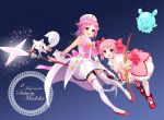  :3 :d :o :p blush bow bow_(weapon) brooch bubble_skirt character_name choker coat creature crossover dress frills gloves hair_ribbon happy hat houkago_no_pleiades jewelry kaname_madoka kneehighs kyubey look-alike magic magical_girl mahou_shoujo_madoka_magica mary_janes multiple_girls night open_mouth pico_in pink_eyes pink_hair pleiadean puffy_sleeves red_eyes ribbon shoes short_hair short_twintails sky smile sparkle star star_(sky) starry_sky subaru_(houkago_no_pleiades) thigh-highs thighhighs tongue twintails wand weapon white_gloves white_legwear wrist_cuffs 