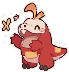  ^_^ blush_stickers bug butterfly closed_eyes crocodile crocodilian fuecoco no_humans nostrils poffim pokemon pokemon_(creature) pokemon_focus pokemon_scarlet_and_violet solo tooth transparent 