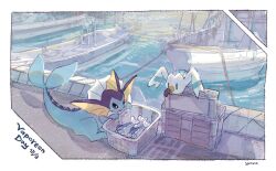  animal_focus artist_name basket boat border character_name closed_mouth commentary_request dated fish no_humans pokemon pokemon_(creature) pokemon_focus rope ship vaporeon water watercraft white_border wingull wishiwashi wishiwashi_(solo) yurano_(upao) |_| 