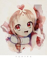  1girl blonde_hair clio commentary_request drill_hair gohan_004 heart heart_print highres looking_at_viewer magical_girl mahou_shoujo_ikusei_keikaku mahou_shoujo_ikusei_keikaku_f2p open_mouth red_eyes smile white_hood 