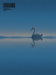  beak bird clione3031 closed_eyes commentary_request feathers highres no_humans pokemon pokemon_(creature) pokemon_focus reflection solo swan swanna swimming water white_feathers 
